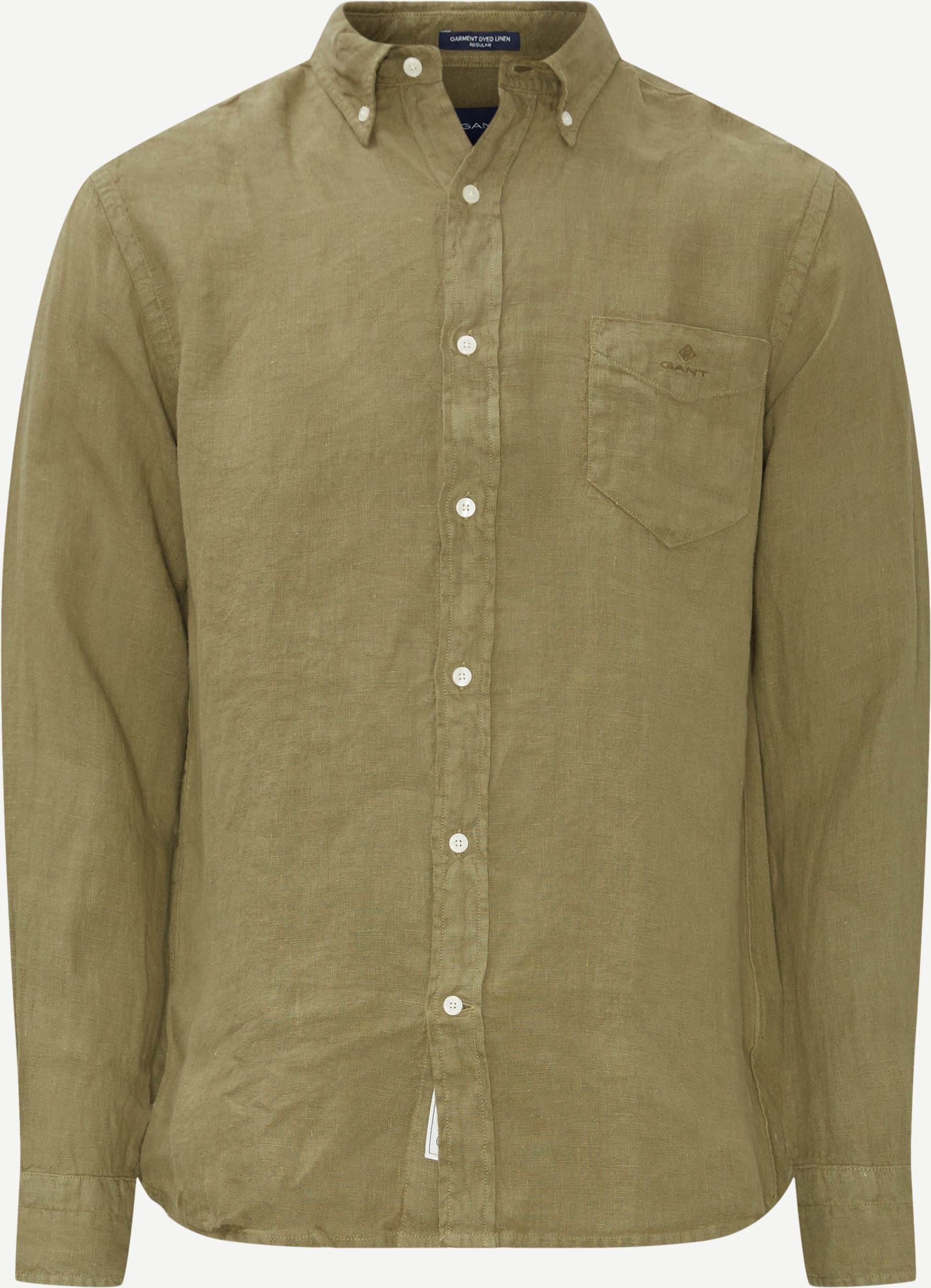 Garment  Dyed Linen Skjorte - Skjorter - Regular fit - Grøn
